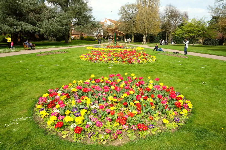 Colourful flowerbeds in Grosvenor Park, Chester