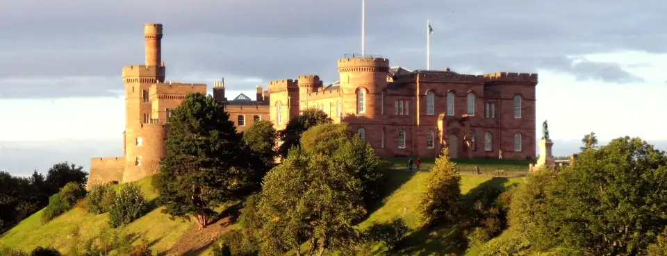 Inverness Castle above the River Ness in warm evening light