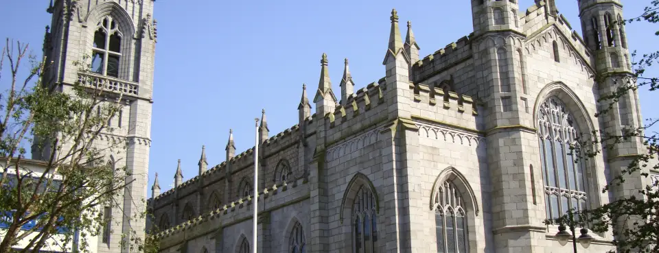The granite towers of Newry Cathedral